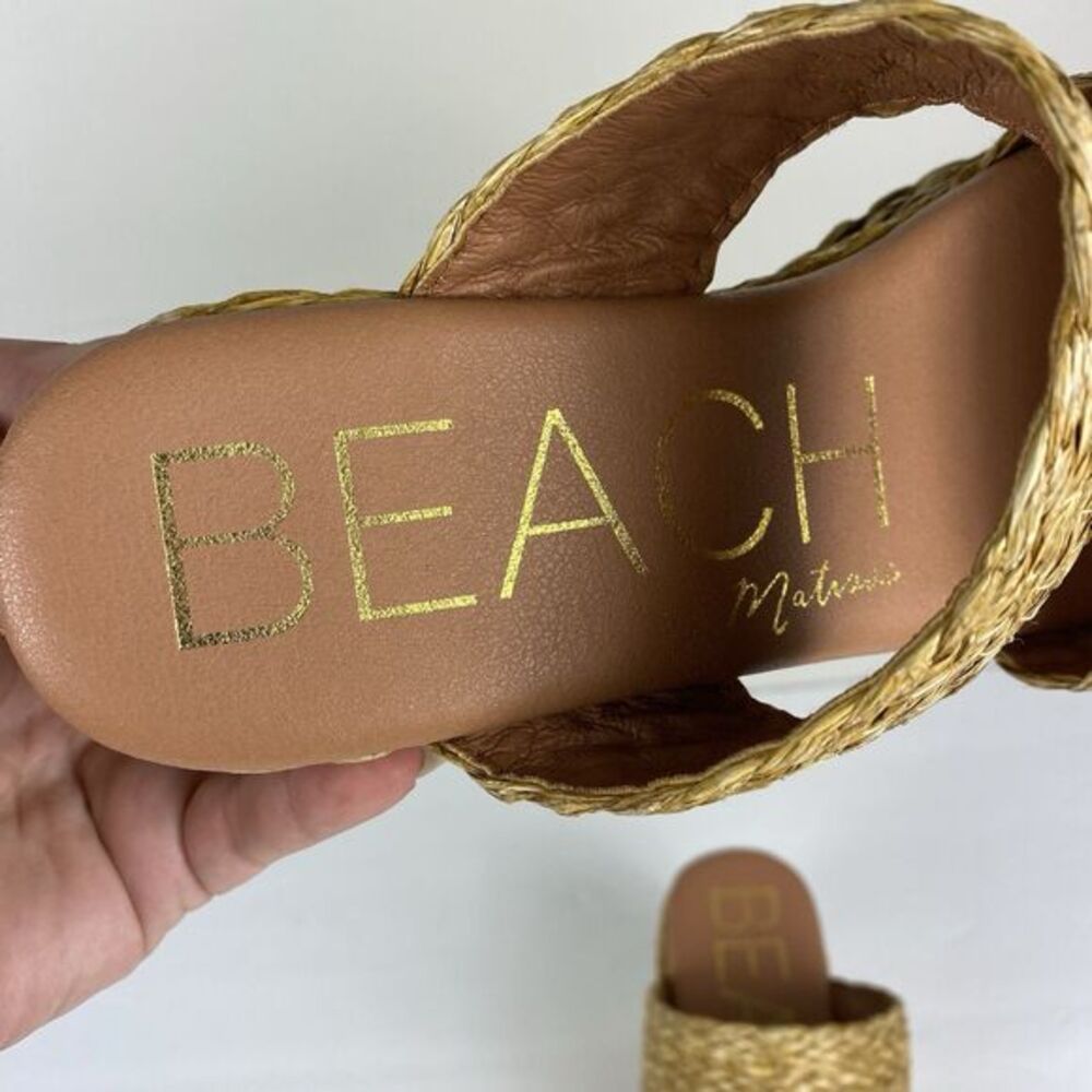Beach Matisse Raffia Platform Sandals Sz 8 Slip On Neutral Vacation Coastal - Picture 5 of 6